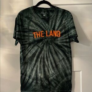 Tie-Dye T-Shirt with Orange 'The Land' Print